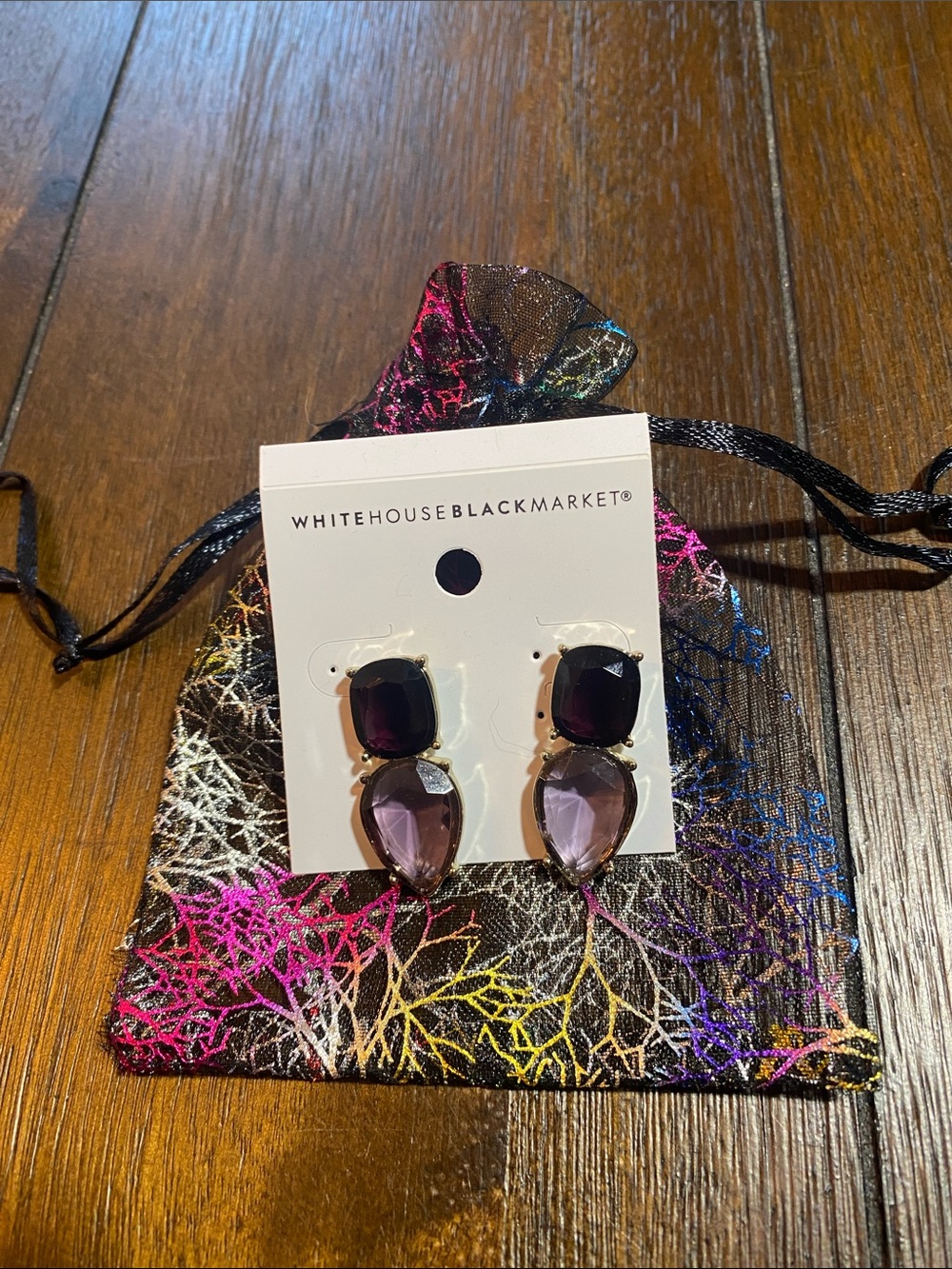 White House Black Market Purple Gradient Teardrop Dangle Earrings